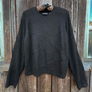 The Limited Sweater V-Neck Mohair Blend Vintage 90s / Y2K Cabincore Black size L